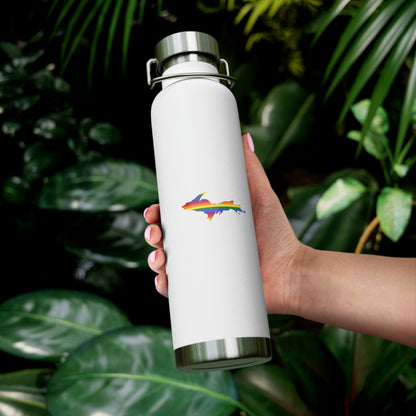 Michigan Upper Peninsula Water Bottle (w/ UP Pride Flag Outline) | Copper Vacuum Insulated - 22oz