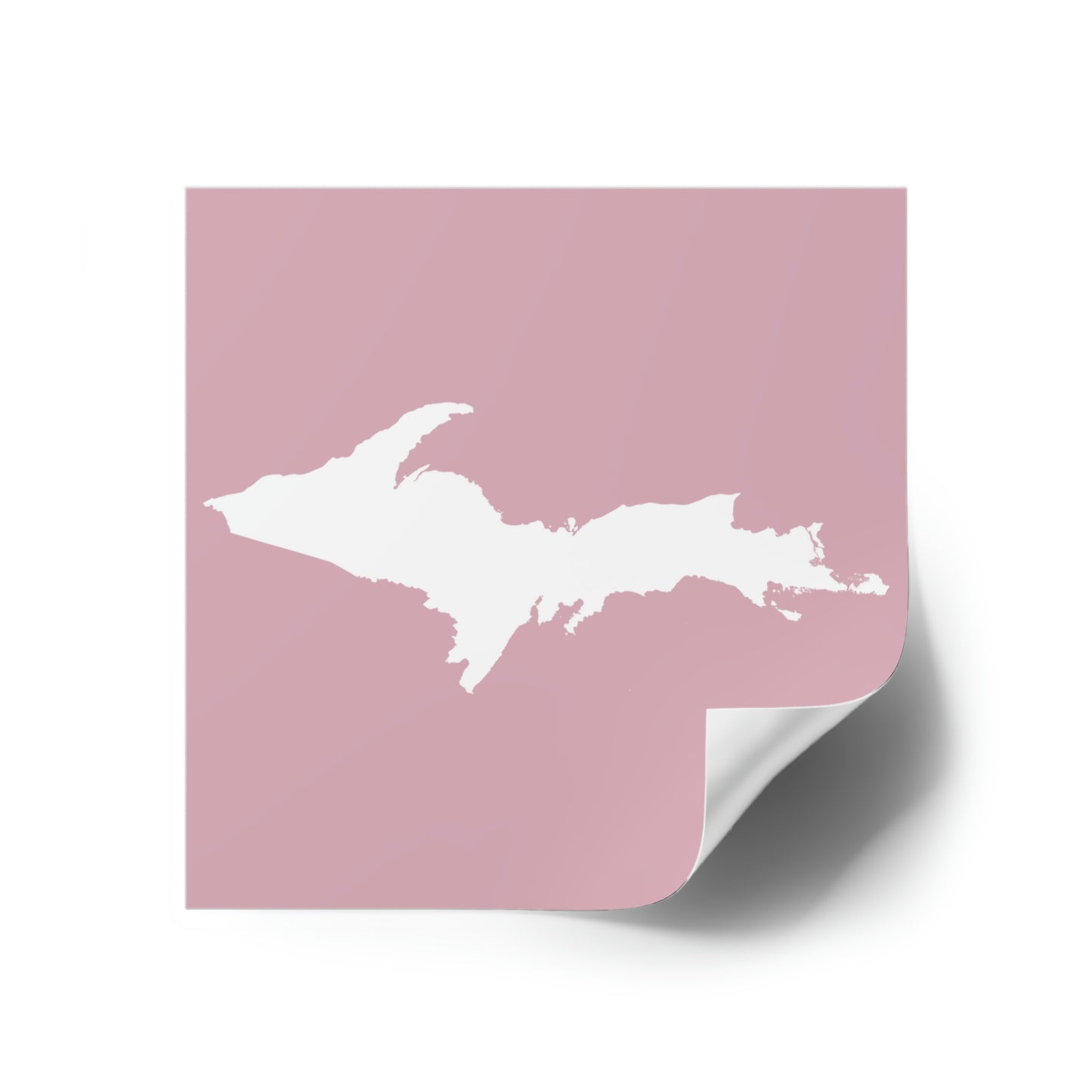 Michigan Upper Peninsula Square Sticker (Pink w/ UP Outline) | Indoor/Outdoor