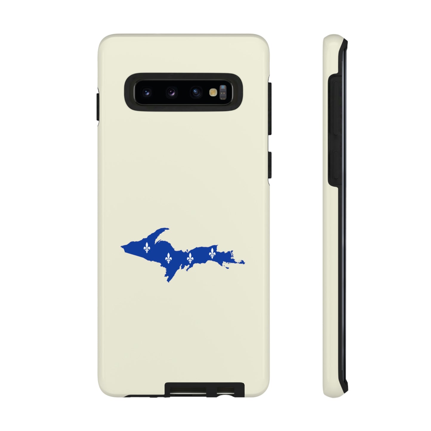 Michigan Upper Peninsula Tough Phone Case (Ivory Color w/ UP Quebec Flag Outline) | Samsung & Pixel Android