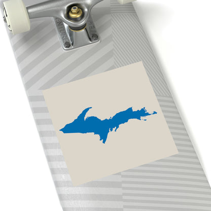 Michigan Upper Peninsula Square Sticker (Canvas Color w/ Azure UP Outline) | Indoor/Outdoor