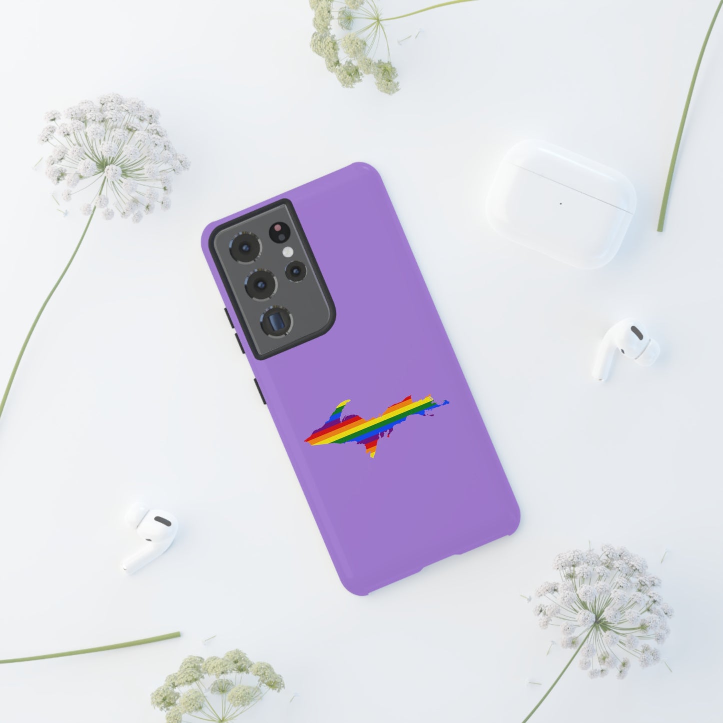 Michigan Upper Peninsula Tough Phone Case (Lavender w/ UP Pride Flag Outline) | Samsung & Pixel Android