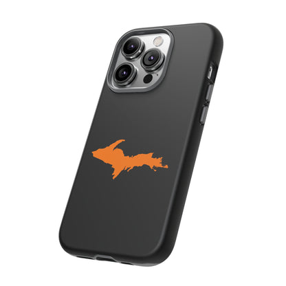 Michigan Upper Peninsula Tough Phone Case (Black w/ Orange UP Outline) | Apple iPhone