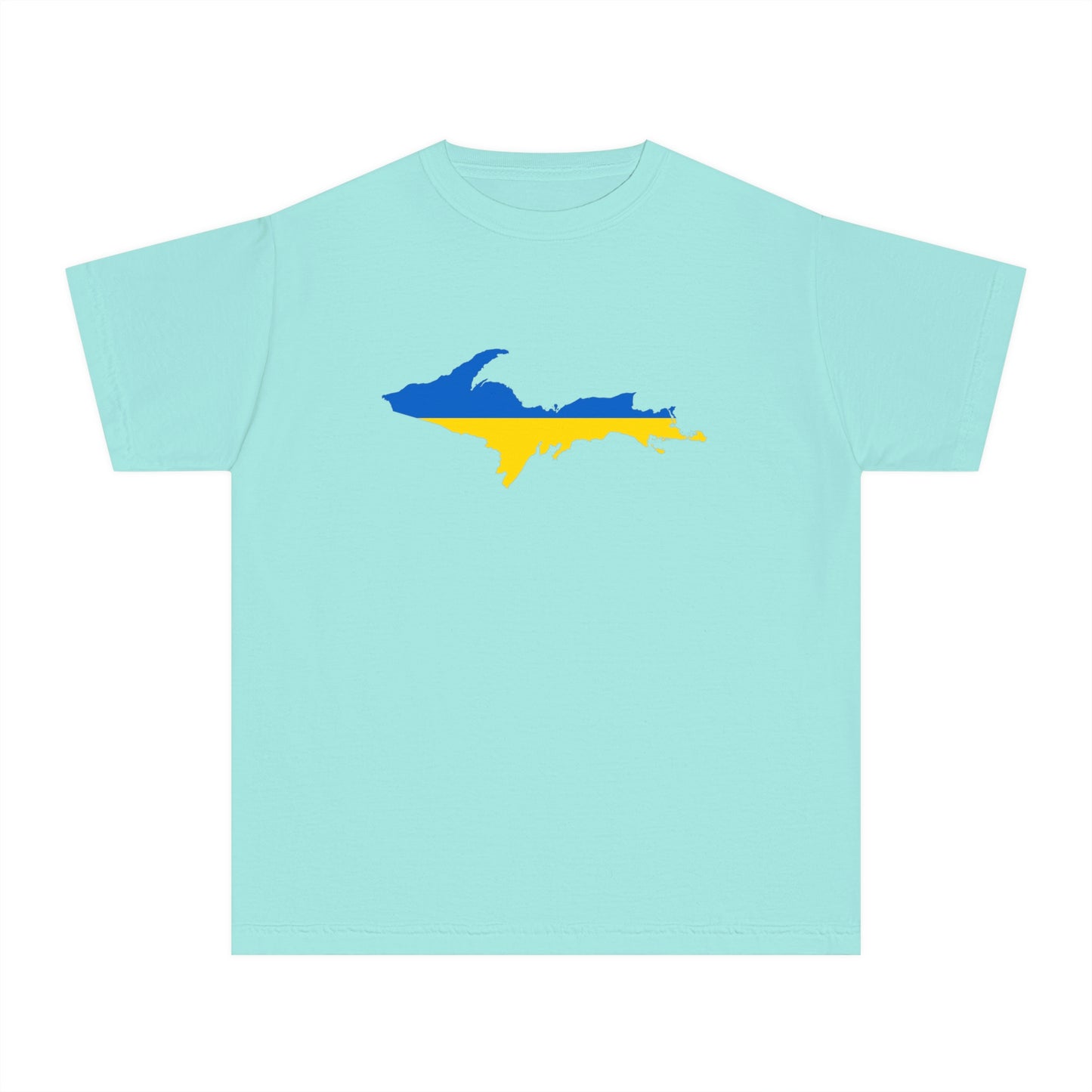 Michigan Upper Peninsula T-Shirt (w/ UP Ukraine Flag Outline) | Youth Garment-Dyed