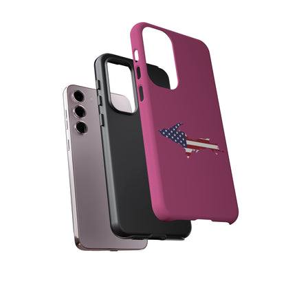 Michigan Upper Peninsula Tough Phone Case (Apple Blossom Pink w/ UP USA Flag Outline) | Samsung & Pixel Android