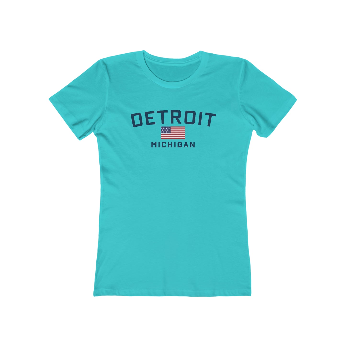 'Detroit Michigan' T-Shirt (w/USA Flag Outline) | Women's Boyfriend Cut