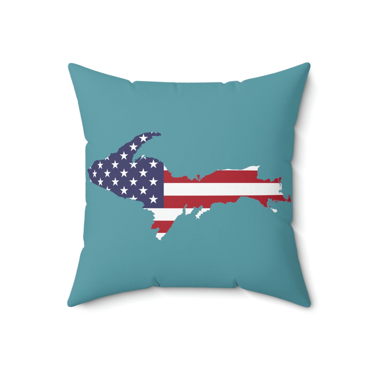 Michigan Upper Peninsula Accent Pillow (w/ UP USA Flag Outline) | Lake Huron Blue