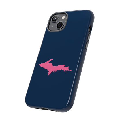 Michigan Upper Peninsula Tough Phone Case (Navy w/ Pink UP Outline) | Apple iPhone