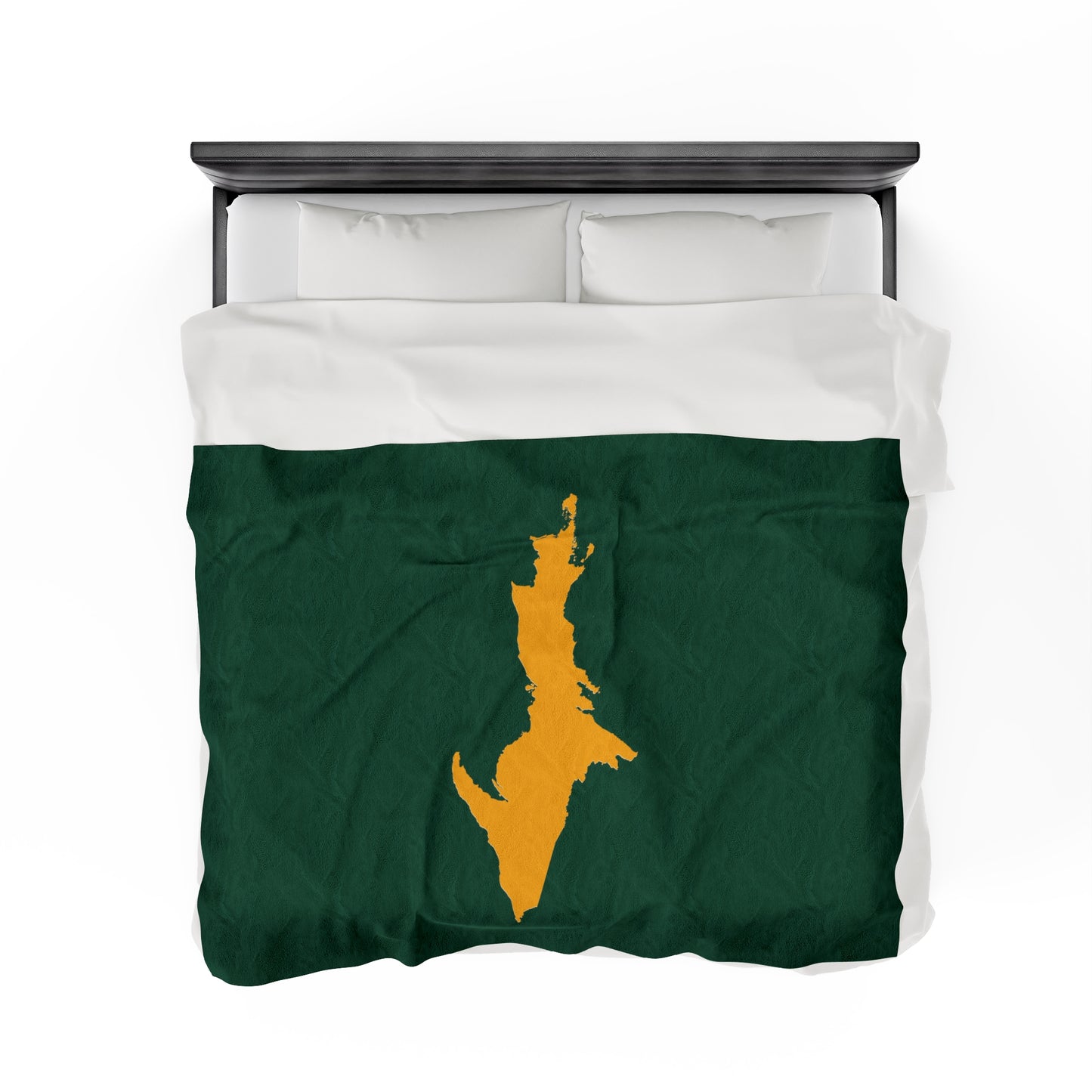 Michigan Upper Peninsula Plush Blanket (w/ Gold UP Outline) | Superior Green