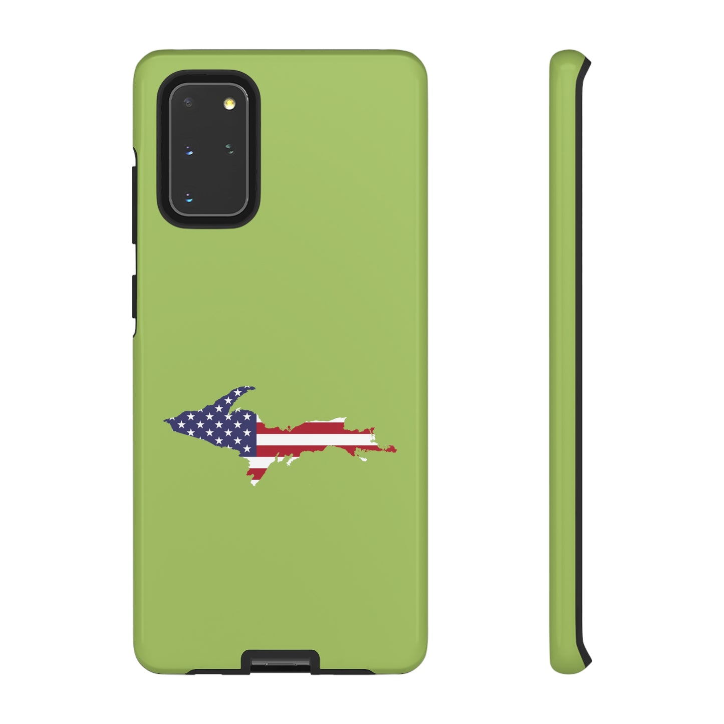 Michigan Upper Peninsula Tough Phone Case (Gooseberry Green w/ UP USA Flag Outline) | Samsung & Pixel Android