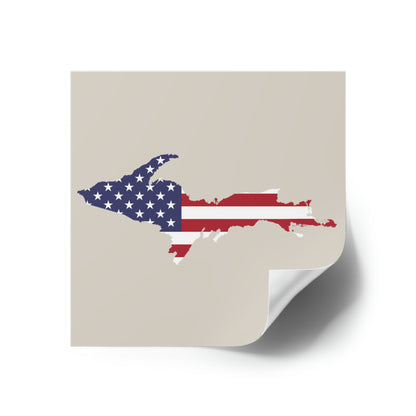 Michigan Upper Peninsula Square Sticker (Canvas Color w/ UP USA Flag Outline) | Indoor/Outdoor