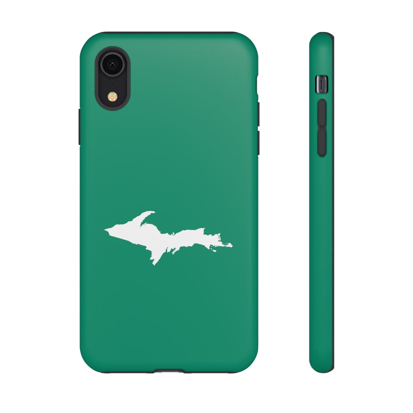 Michigan Upper Peninsula Tough Phone Case (Emerald Green w/ UP Outline) | Apple iPhone