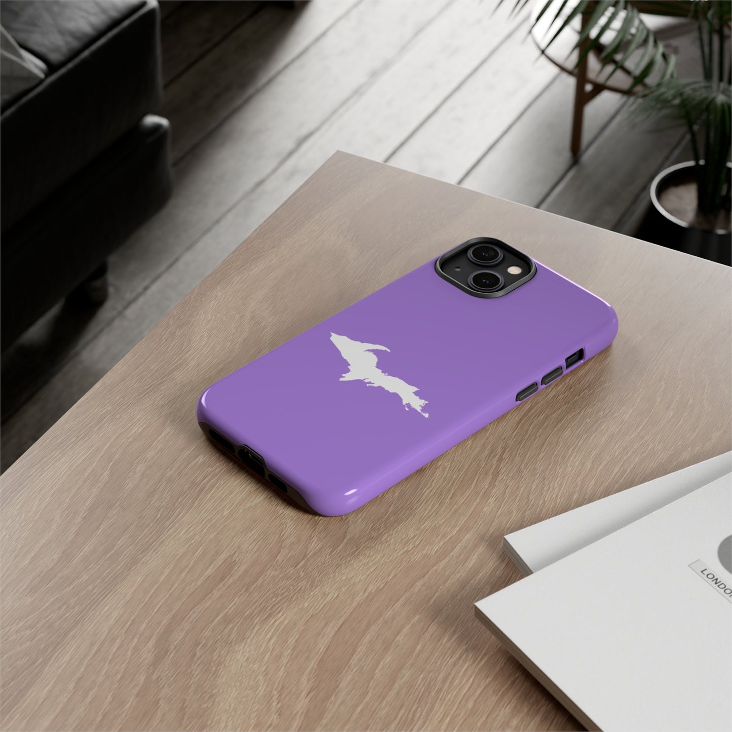 Michigan Upper Peninsula Tough Phone Case (Lavender w/ UP Outline) | Apple iPhone