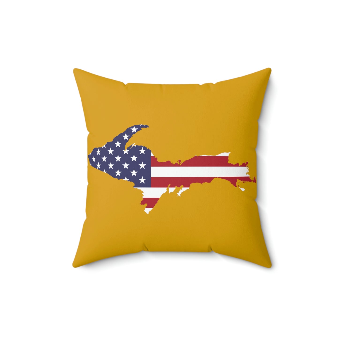 Michigan Upper Peninsula Accent Pillow (w/ UP USA Flag Outline) | Gold