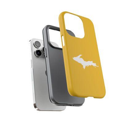 Michigan Upper Peninsula Tough Phone Case (Gold Color w/ UP Outline) | Apple iPhone