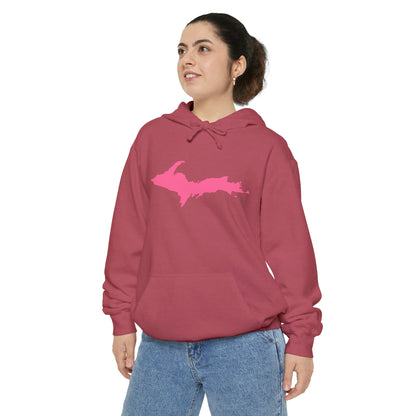 Michigan Upper Peninsula Hoodie (w/ Pink UP Outline) | Unisex Garment-Dyed