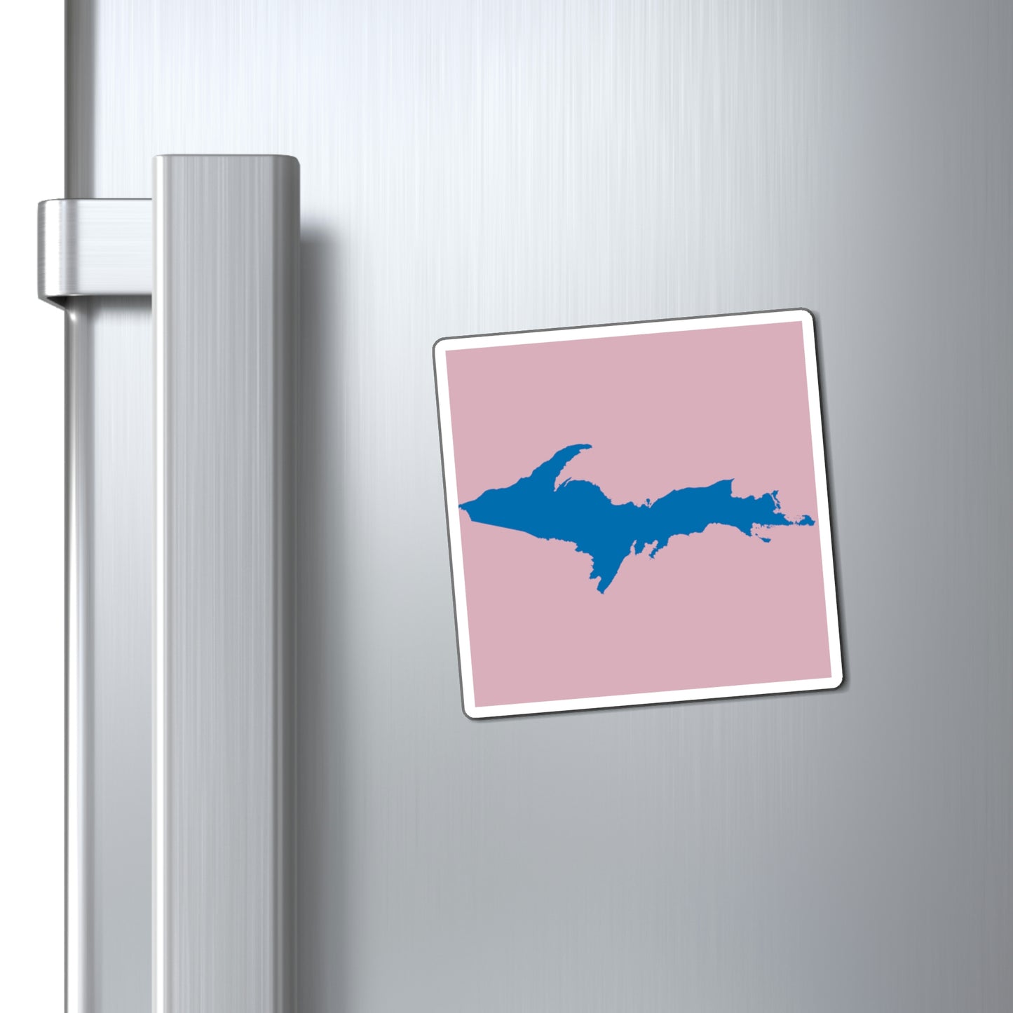 Michigan Upper Peninsula Square Magnet (Pink w/ Azure UP Outline)