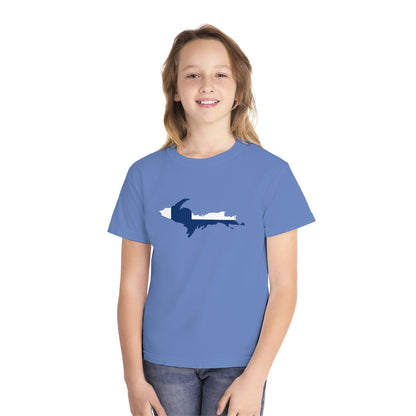 Michigan Upper Peninsula T-Shirt (w/ UP Finland Flag Outline) | Youth Garment-Dyed