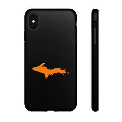 Michigan Upper Peninsula Tough Phone Case (Black w/ Orange UP Outline) | Apple iPhone