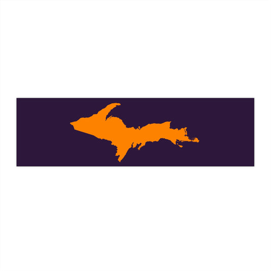 Michigan Upper Peninsula Bumper Sticker (w/ Orange UP Outline) | Blackcurrant Background