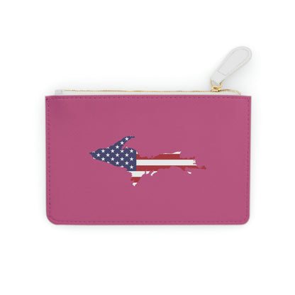 Michigan Upper Peninsula Mini Clutch Bag (Apple Blossom Pink w/ UP USA Flag Outline)