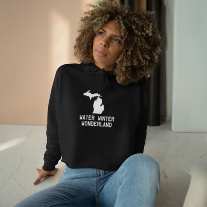 Michigan 'Winter Water Wonderland' Hoodie  | Women's Cropped Relaxed Fit