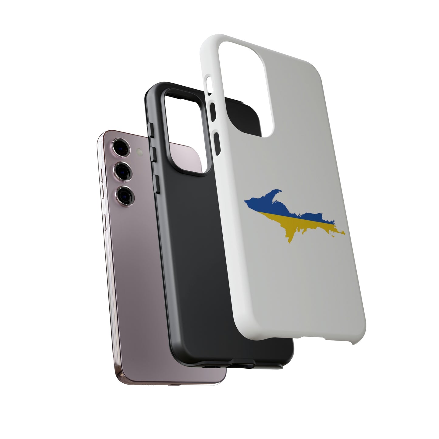 Michigan Upper Peninsula Tough Phone Case (w/ UP Ukraine Flag Outline) | Samsung & Pixel Android