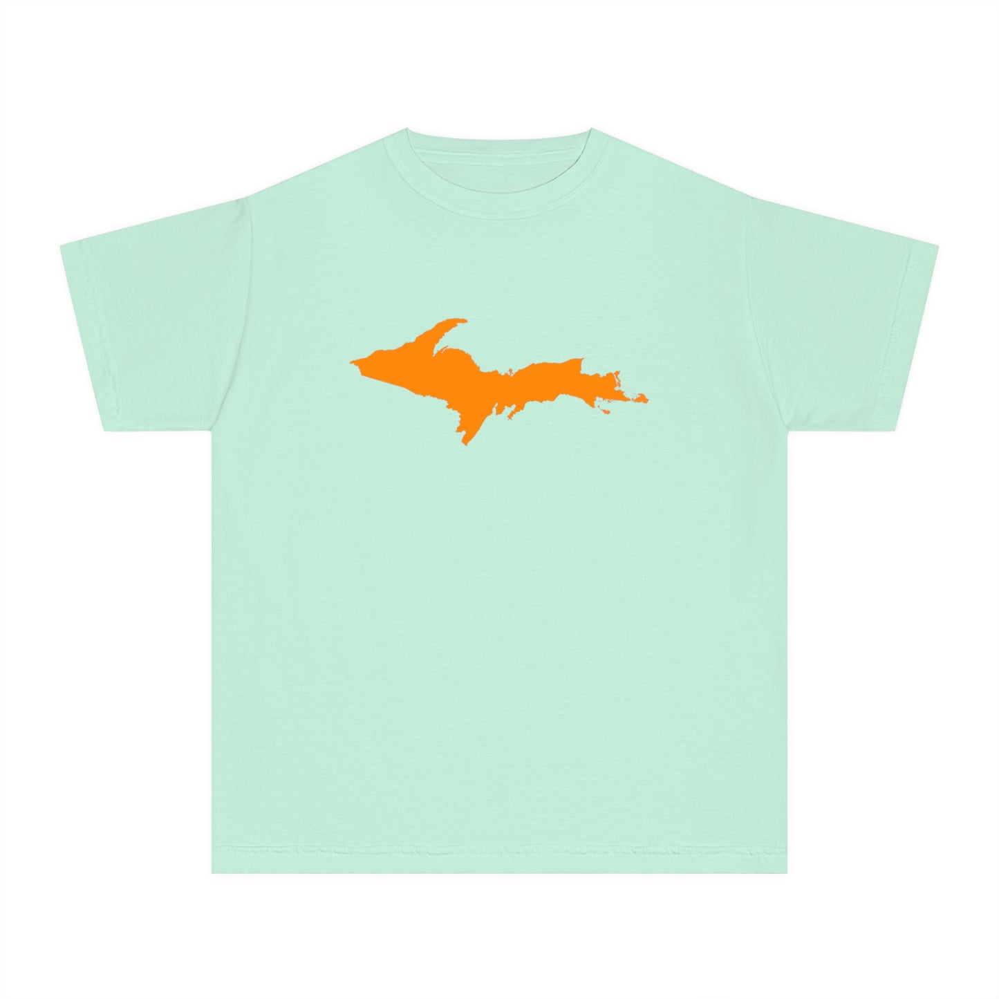 Michigan Upper Peninsula T-Shirt (w/ Orange UP Outline) | Youth Garment-Dyed