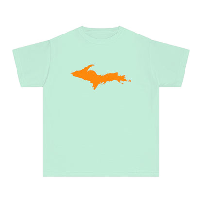 Michigan Upper Peninsula T-Shirt (w/ Orange UP Outline) | Youth Garment-Dyed