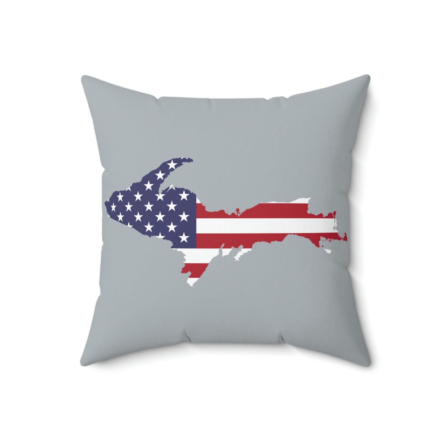 Michigan Upper Peninsula Accent Pillow (w/ UP USA Flag Outline) | Silver