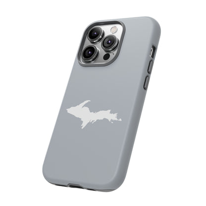 Michigan Upper Peninsula Tough Phone Case (Silver w/ UP Outline) | Apple iPhone