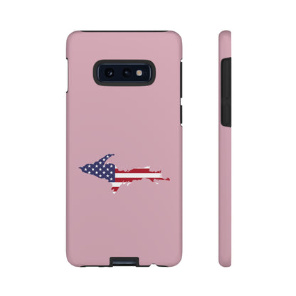 Michigan Upper Peninsula Tough Phone Case (Pink w/ UP USA Flag Outline) | Samsung & Pixel Android