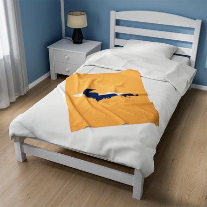 Michigan Upper Peninsula Plush Blanket (w/ UP Finland Flag Outline) | Citrine