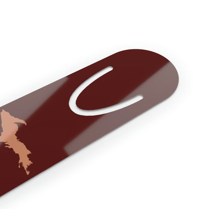 Michigan Upper Peninsula Metal Bookmark (w/ Copper UP Outline) | Cherrywood Color