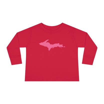 Michigan Upper Peninsula T-Shirt (w/ Pink UP Outline) | Toddler Long Sleeve