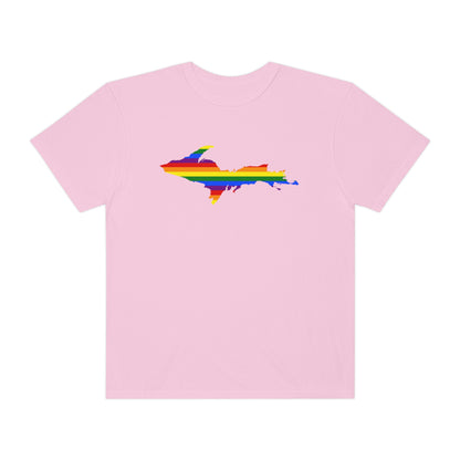 Michigan Upper Peninsula T-Shirt (w/ UP Pride Flag Outline) | Unisex Garment-Dyed