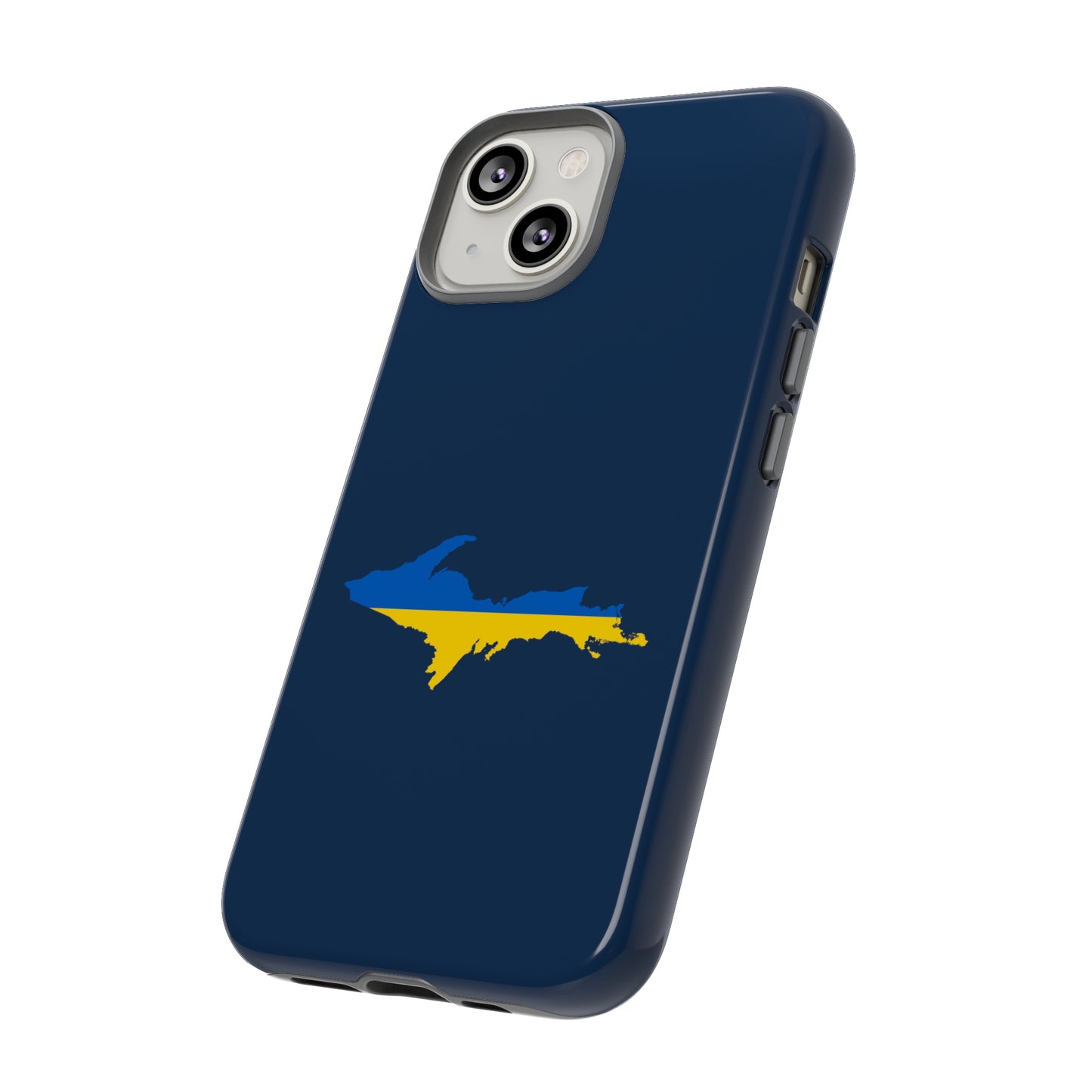 Michigan Upper Peninsula Tough Phone Case (Navy w/ UP Ukraine Flag Outline) | Apple iPhone