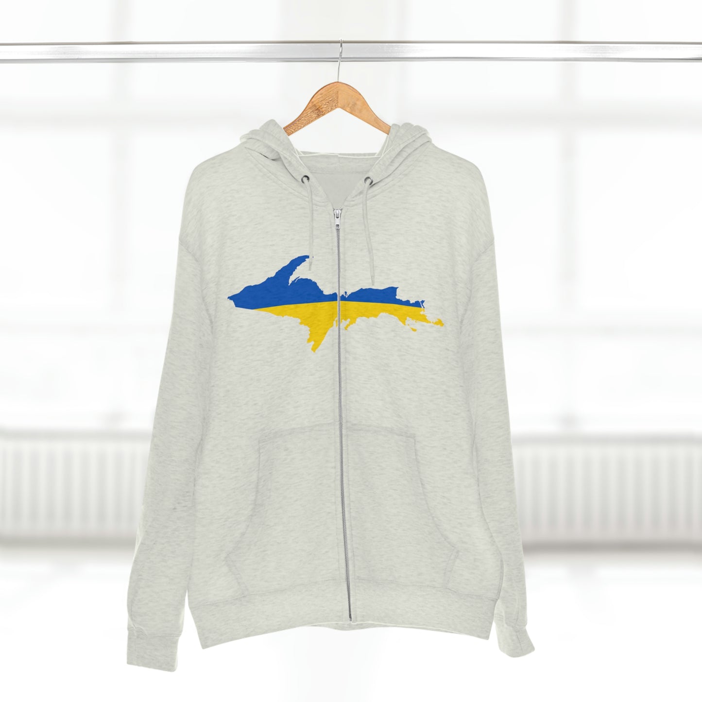 Michigan Upper Peninsula Full-Zip Hoodie (w/ UP Ukraine Flag Outline)