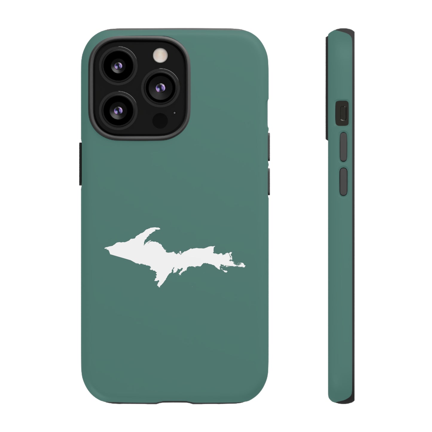 Michigan Upper Peninsula Tough Phone Case (Copper Green w/ UP Outline) | Apple iPhone