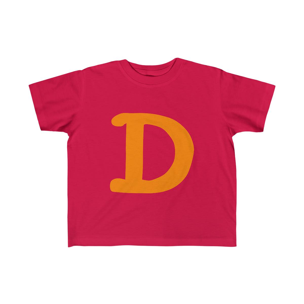 Detroit 'Old French D' T-Shirt  (Orange Full Body Outline) | Toddler Short Sleeve - Circumspice Michigan