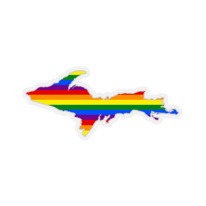 Michigan Upper Peninsula Kiss-Cut Sticker (w/ UP Pride Flag Outline)