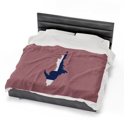 Michigan Upper Peninsula Plush Blanket (w/ UP Finland Flag Outline) | Cherry Blossom Pink