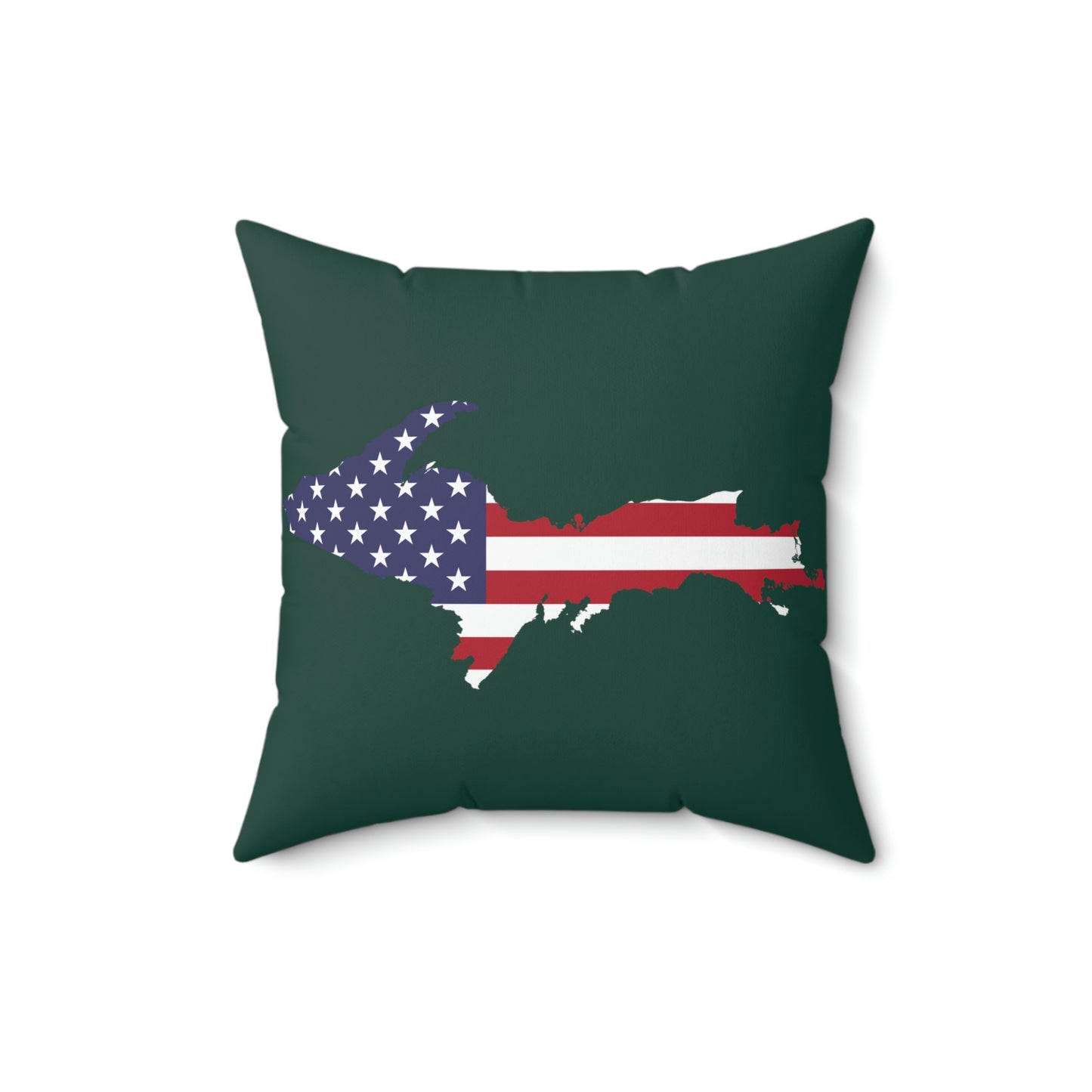 Michigan Upper Peninsula Accent Pillow (w/ UP USA Flag Outline) | Green