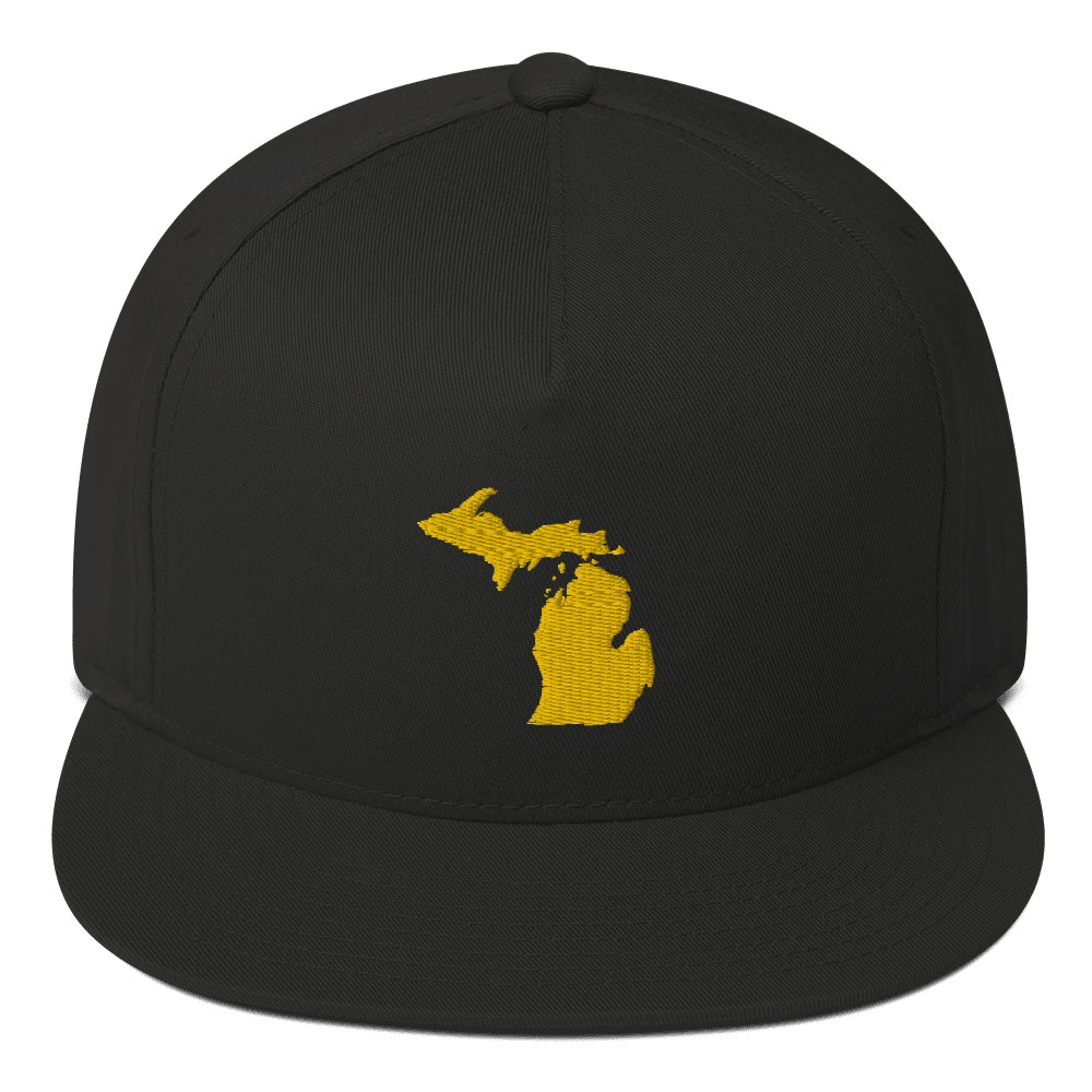 Michigan Outline Flat Bill Cap | Gold Embroidery - Circumspice Michigan