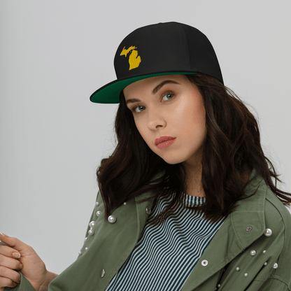 Michigan Outline Flat Bill Cap | Gold Embroidery - Circumspice Michigan