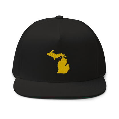 Michigan Outline Flat Bill Cap | Gold Embroidery - Circumspice Michigan