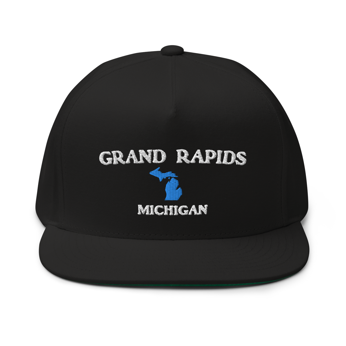 'Grand Rapids Michigan' Flat Bill Snapback Cap (w/ Michigan Outline)