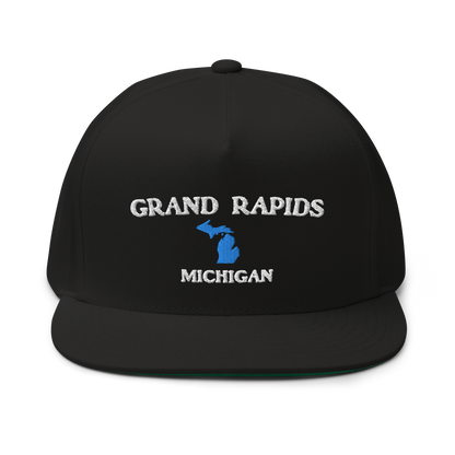 'Grand Rapids Michigan' Flat Bill Snapback Cap (w/ Michigan Outline)