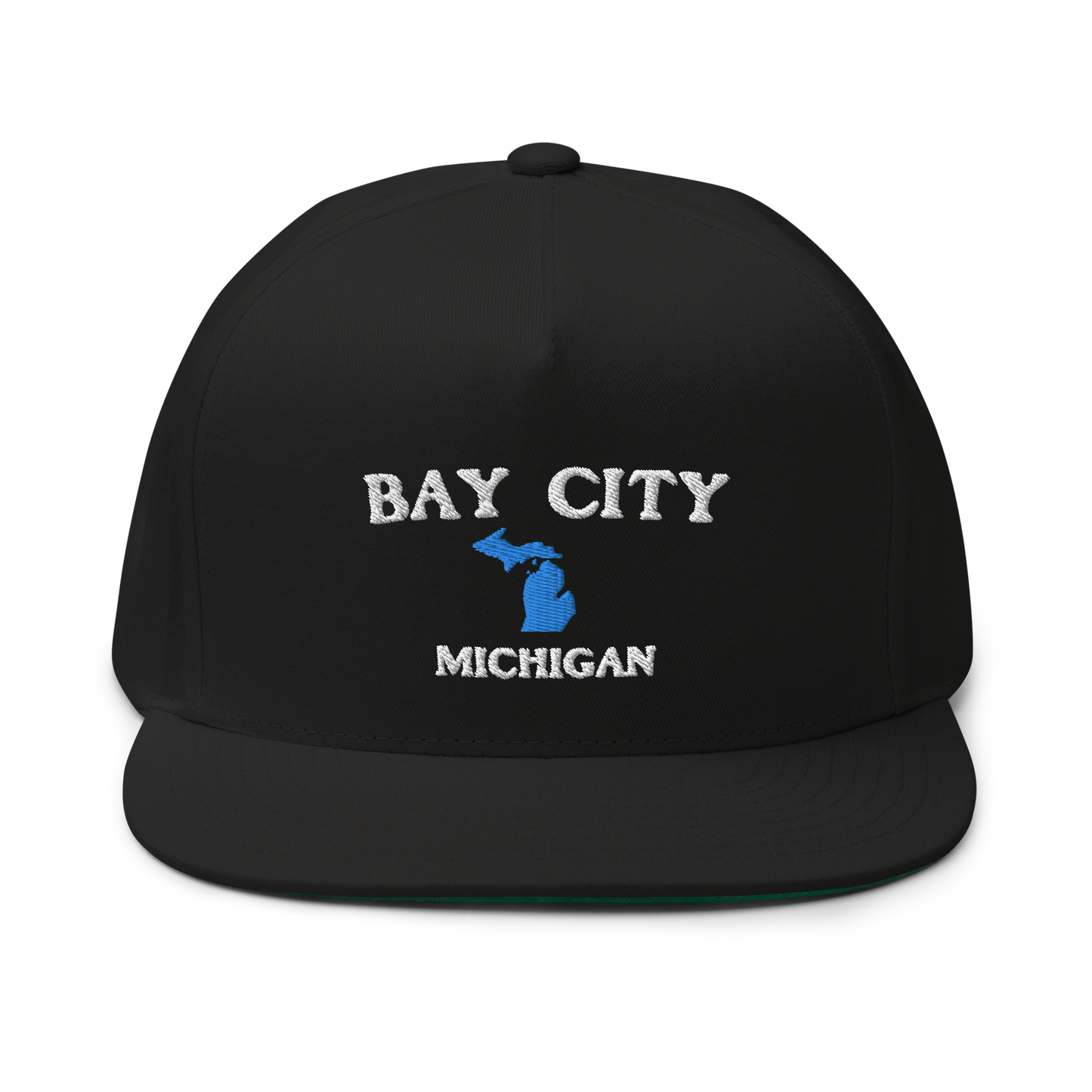 'Bay City Michigan' Flat Bill Snapback (w/ Michigan Outline)