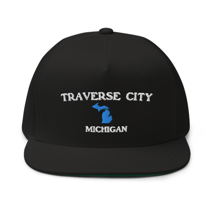'Traverse City Michigan' Flat Bill Snapback (w/ Michigan Outline)
