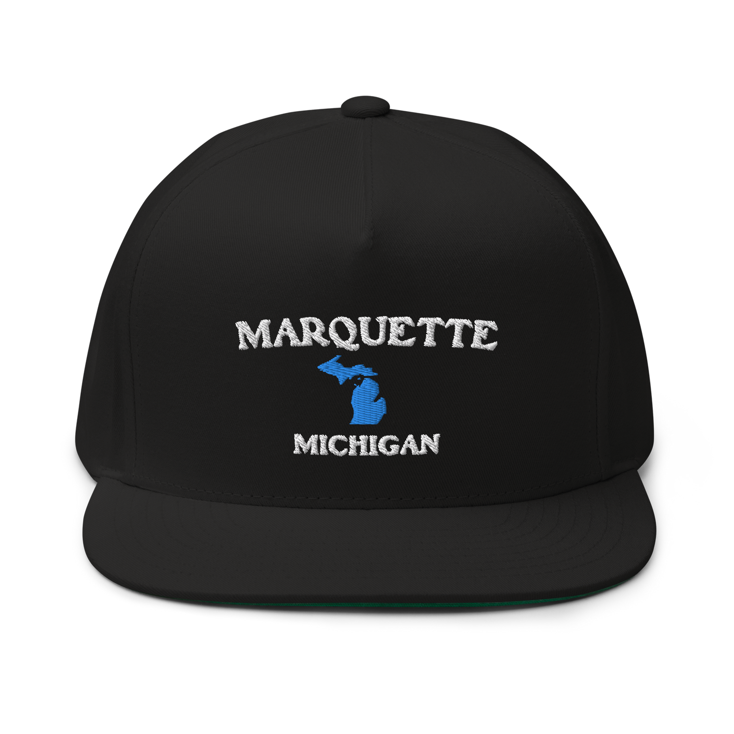 'Marquette Michigan' Flat Bill Snapback (w/ Michigan Outline)